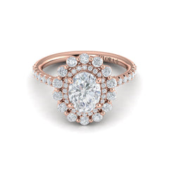 Floral Double Halo Oval Engagement Ring