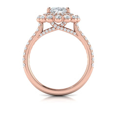 Floral Double Halo Oval Engagement Ring