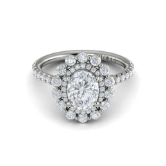 Floral Double Halo Oval Engagement Ring