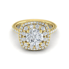 Double Euro Halo Round Engagement Ring