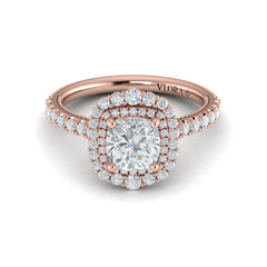 Cathedral Arch Double Halo Cushion Engagement Ring