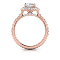 Cathedral Arch Double Halo Cushion Engagement Ring