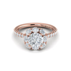Unique Oval Halo Round Engagement Ring