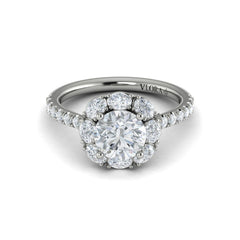 Unique Oval Halo Round Engagement Ring