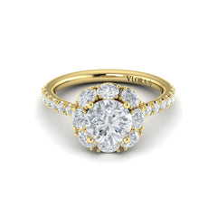 Unique Oval Halo Round Engagement Ring