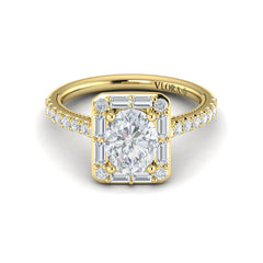 Deco Elegance Halo Oval Engagement Ring