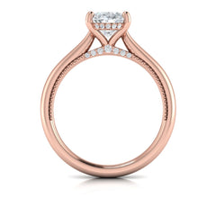 Modern Vintage Solitaire Engagement Ring with Hidden Halo