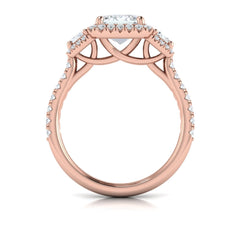 Trio Emerald Cut Halo Engagement Ring