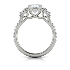 Trio Emerald Cut Halo Engagement Ring