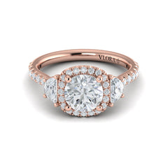 Trio Round Halo Engagement Ring