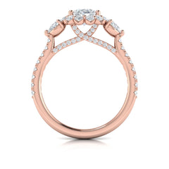 Blossom Halo Oval Engagement Ring with Pear Side Diamonds